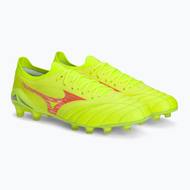 Mizuno Morelia Neo IV Β Elite MD biztonsági sárga/tüzes korall 2/galaxis ezüst férfi futballcipő 5
