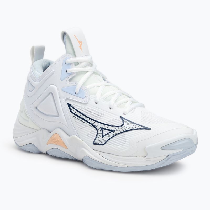 Női röplabda cipő Mizuno Wave Momentum 3 Mid fehér/ navy peony/ barack parfait
