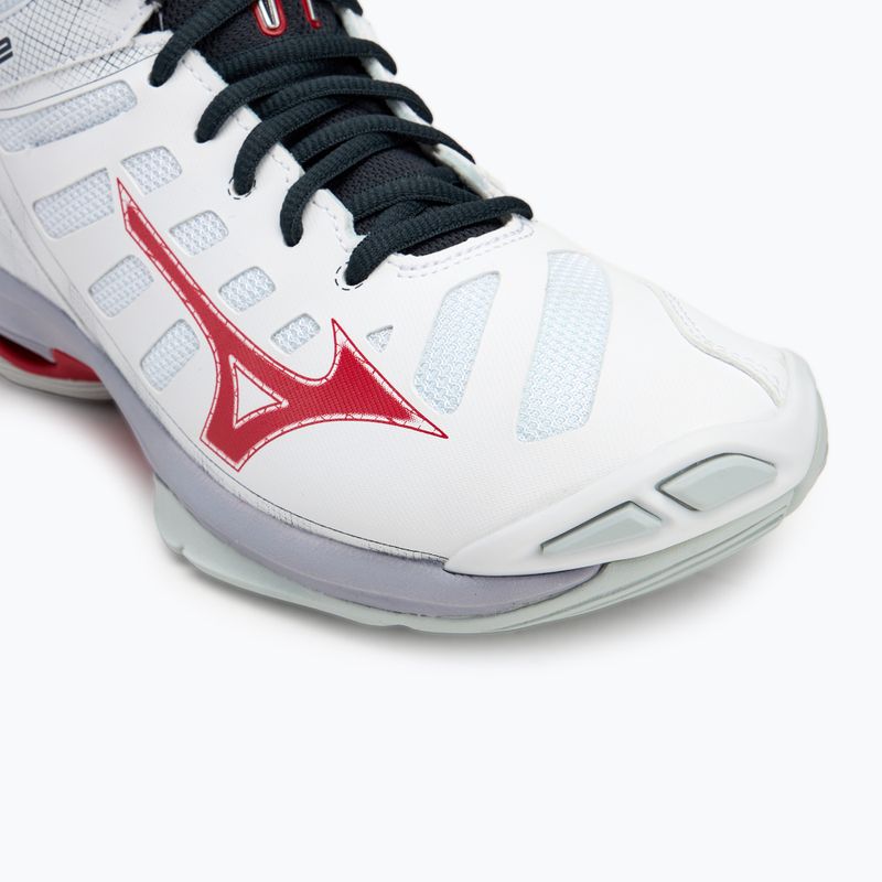 Férfi röplabda cipő Mizuno Wave Voltage 2 Mid fehér/salsa/fekete 7