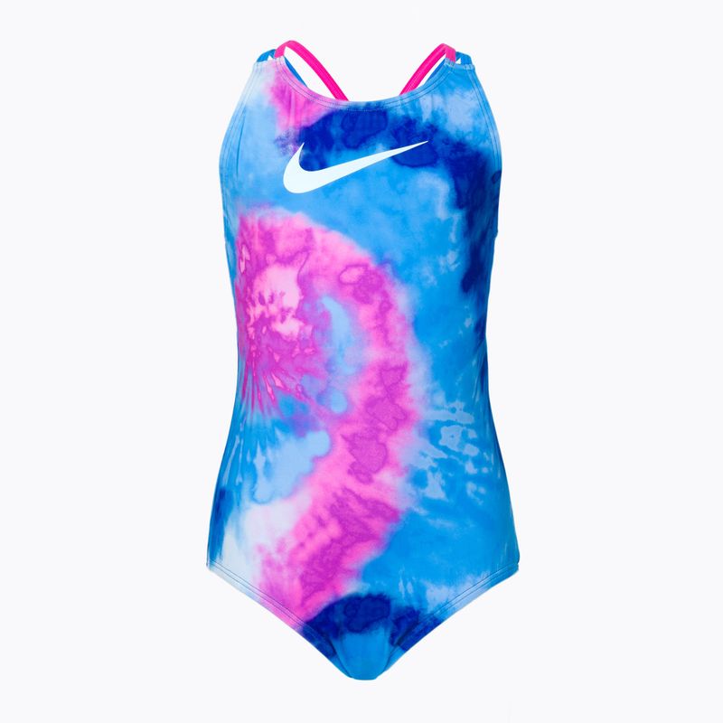 Nike Tie Dye Spiderback gyermek egyrészes fürdőruha kék NESSC719-458