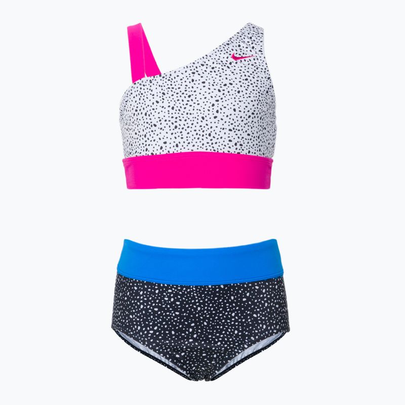 Nike Water Dots aszimmetrikus gyermek kétrészes fürdőruha fehér és fekete NESSC725-001