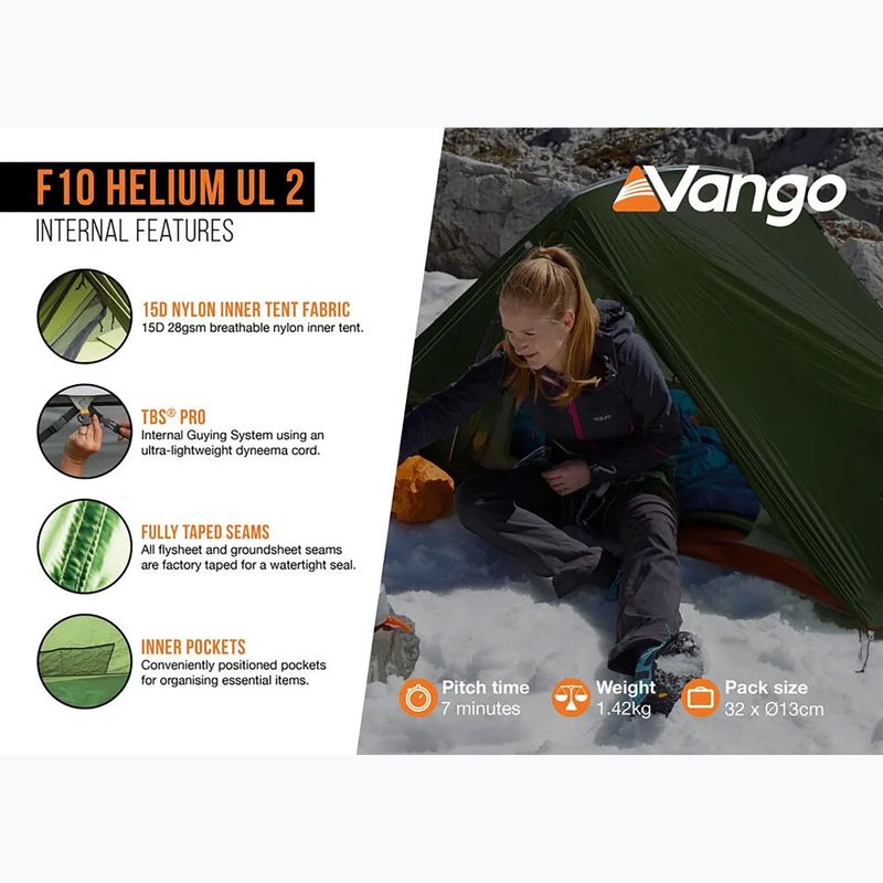 Kétszemélyes sátor Vango F10 Helium UL 2 alpine green 11
