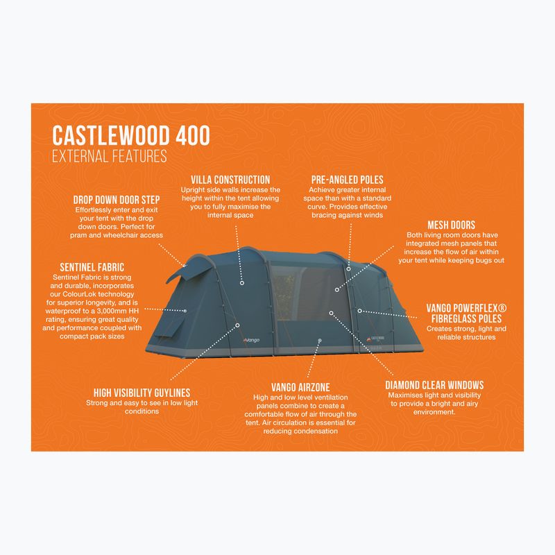 Vango Castlewood 400 csomag ásványi zöld 4 személyes kemping sátor 2