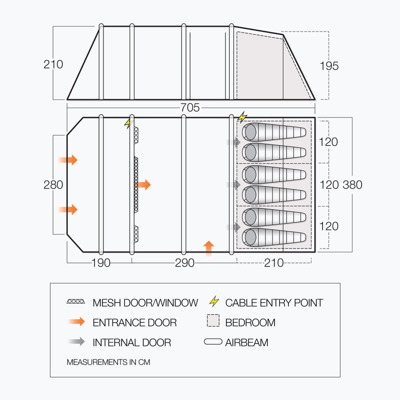 6 személyes sátor Vango Lismore Air TC 600XL Package cloud grey 5