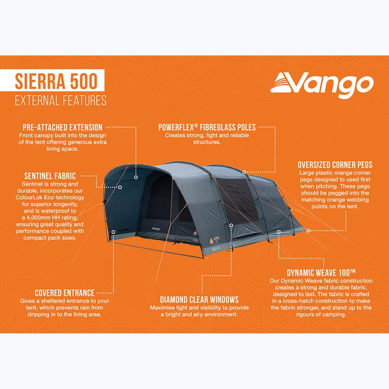 Vango Sierra 500 mélykék 5 személyes kemping sátor 13