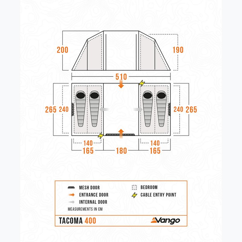 Vango Tacoma 400 mélykék 4 személyes kemping sátor 17