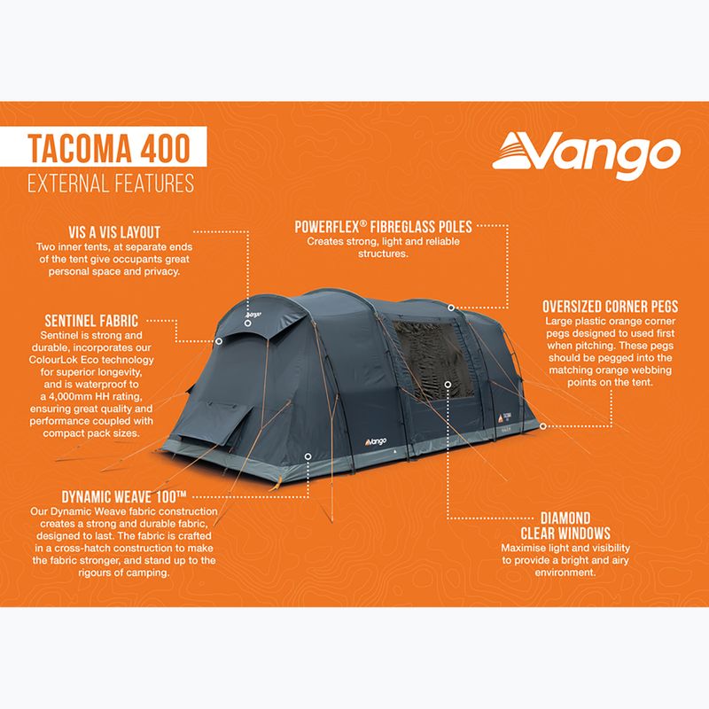 Vango Tacoma 400 mélykék 4 személyes kemping sátor 12