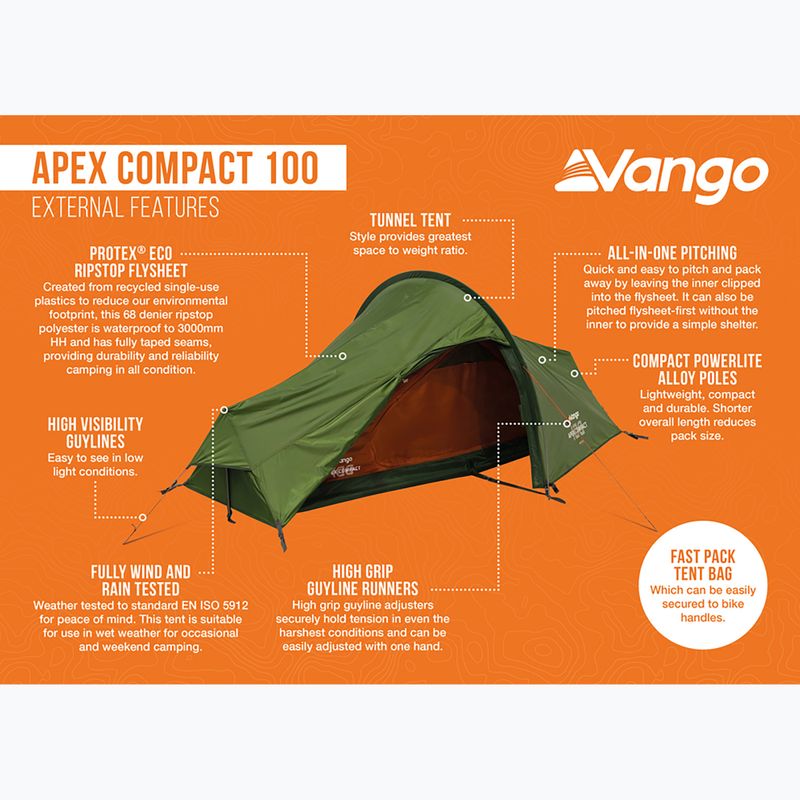 Vango Apex Compact 100 erdőzöld 1 személyes trekking sátor 13