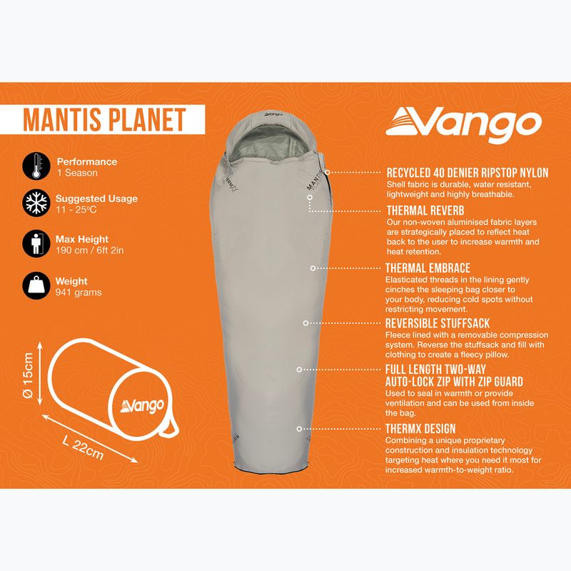 Vango Mantis Planet szürke flanel hálózsák 14