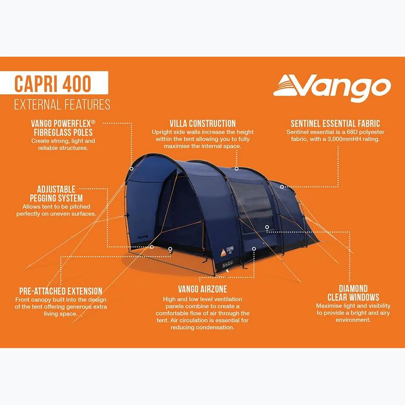 Kempingsátor 4-osobowy Vango Capri 400 twilight blue 10