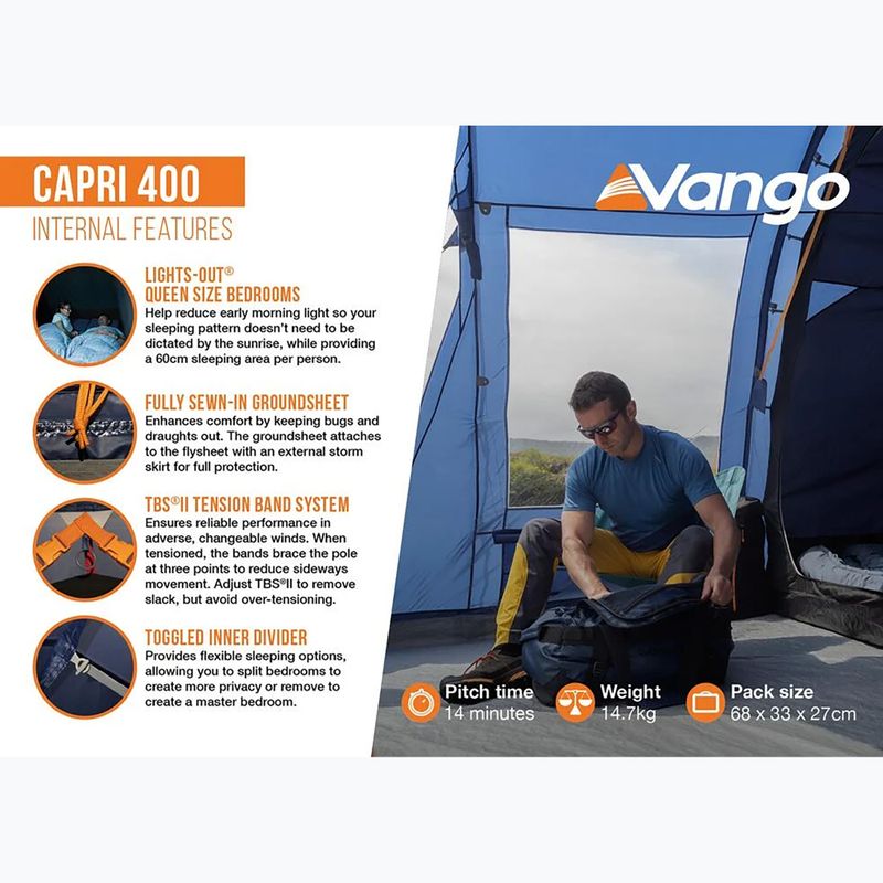 Kempingsátor 4-osobowy Vango Capri 400 twilight blue 11