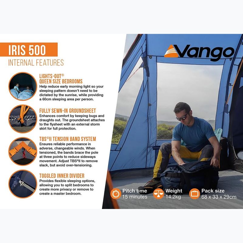Kempingsátor 5-osobowy Vango Iris 500 twilight blue 12