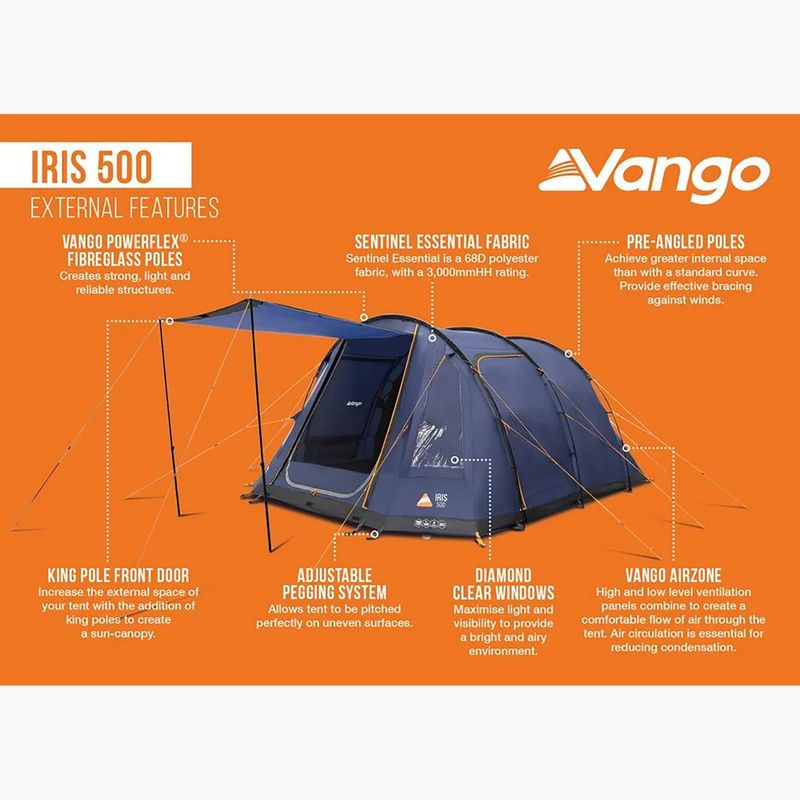 Kempingsátor 5-osobowy Vango Iris 500 twilight blue 13