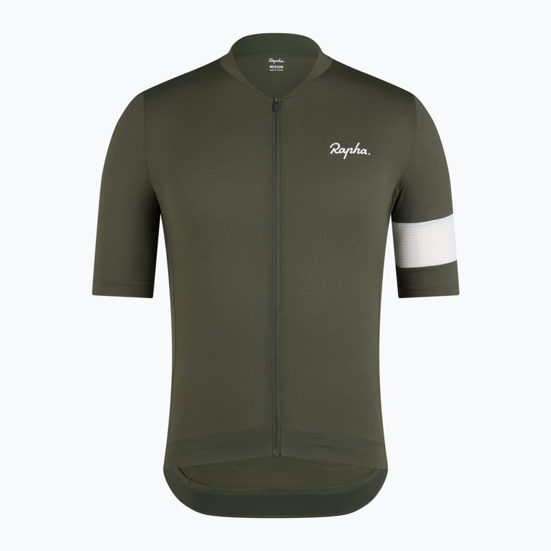 Férfi kerékpáros mez Rapha Core Lightweight Jersey dark green/white 5
