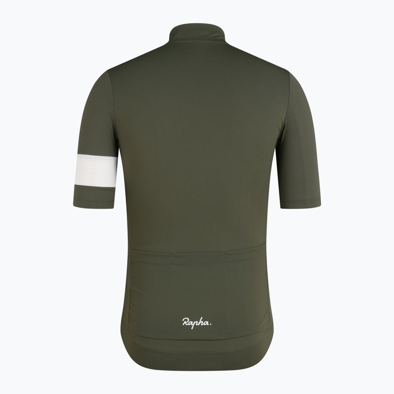 Férfi kerékpáros mez Rapha Core Lightweight Jersey dark green/white 6