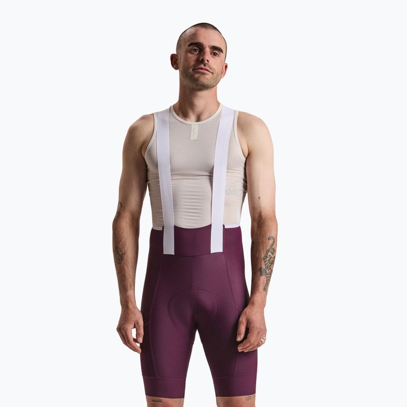 Férfi kerékpáros rövidnadrág Rapha Brevet Element Cargo Bib Shorts plum/white