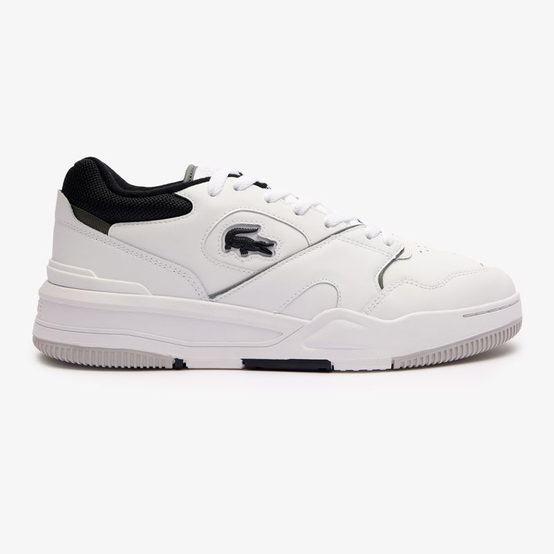Férfi Lacoste Lineshot kontrasztos gallérú bőr fehér/fekete cipő 9