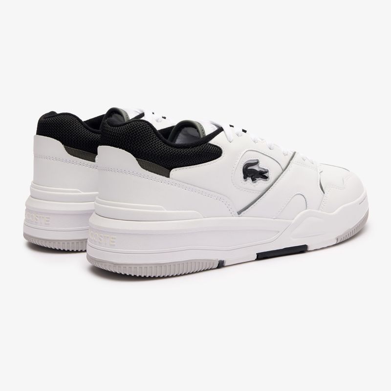 Férfi Lacoste Lineshot kontrasztos gallérú bőr fehér/fekete cipő 10