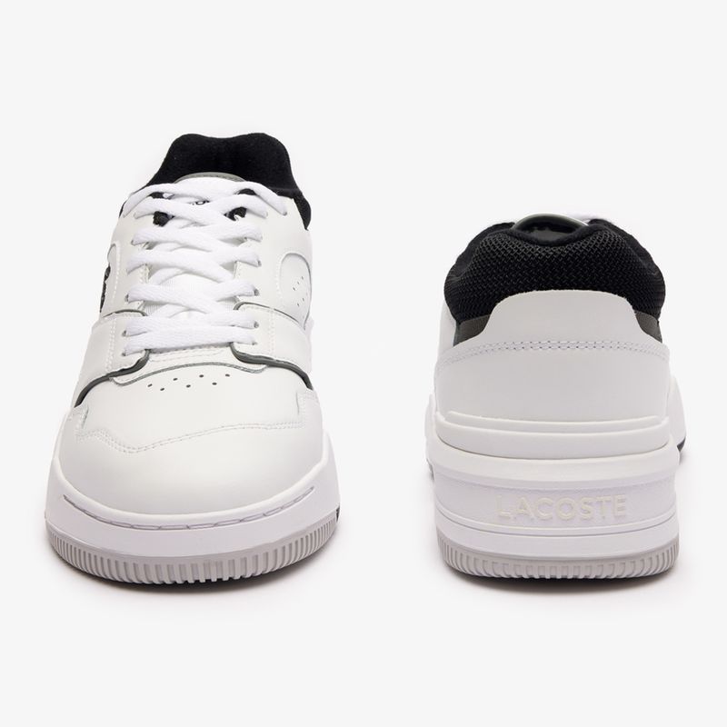 Férfi Lacoste Lineshot kontrasztos gallérú bőr fehér/fekete cipő 11