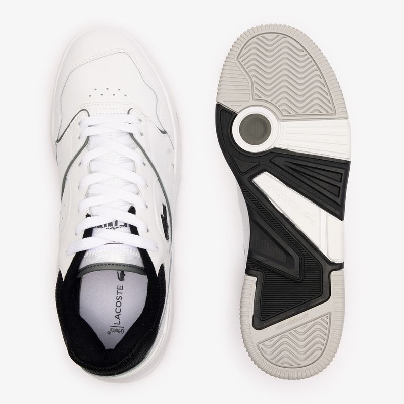 Férfi Lacoste Lineshot kontrasztos gallérú bőr fehér/fekete cipő 12