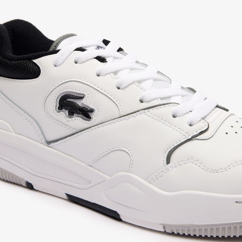 Férfi Lacoste Lineshot kontrasztos gallérú bőr fehér/fekete cipő 13