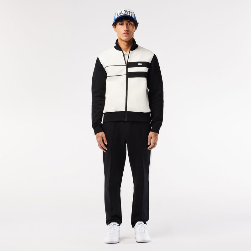 Férfi Lacoste Lineshot kontrasztos gallérú bőr fehér/fekete cipő 15