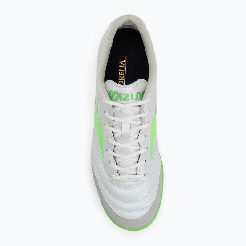 Mizuno Morelia Sala Pro TF férfi futballcipő fehér/neonzöld/galaxy ezüst 5