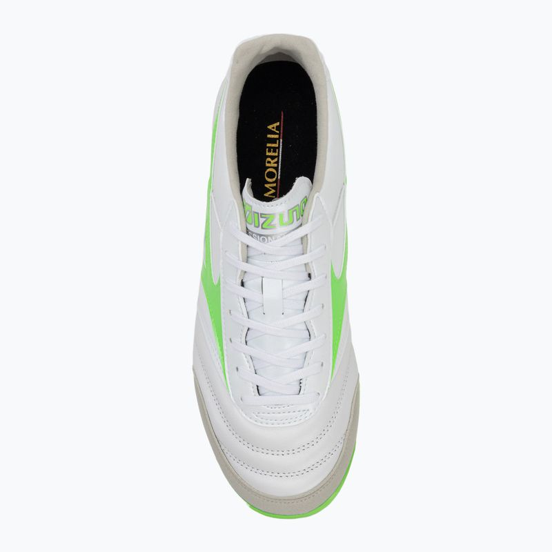Férfi Mizuno Morelia Sala Elite TF futballcipő fehér/neonzöld/galaxy ezüst 5