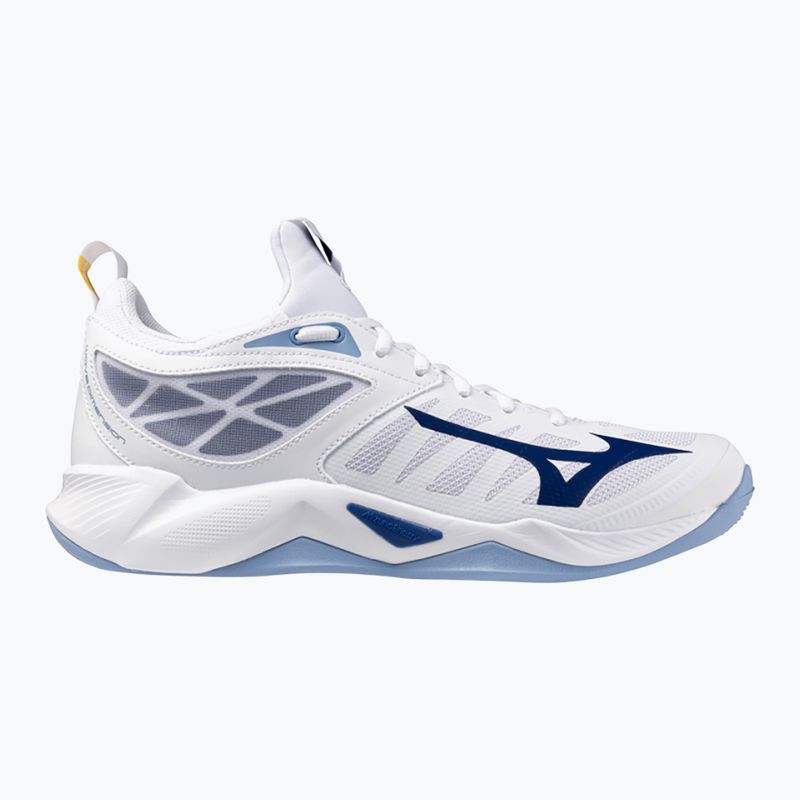 Mizuno Wave Dimension röplabda cipő fehér/harangszínkék/bel air kék 8