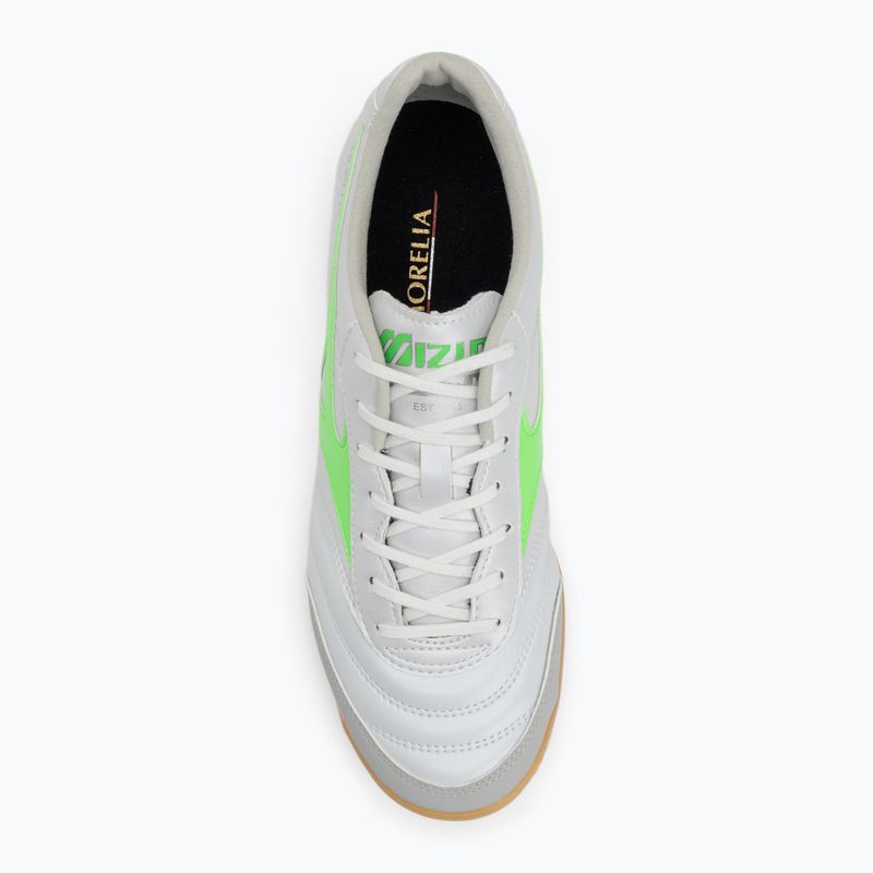 Férfi futballcipő Mizuno Morelia Sala Pro IN fehér/neonzöld/galaxy ezüst 5