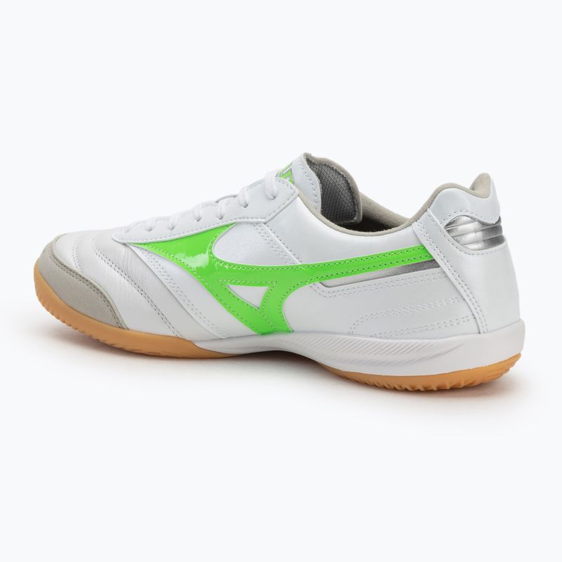 Mizuno Morelia Sala Elite IN férfi futballcipő fehér/neonzöld/galaxy ezüst 3