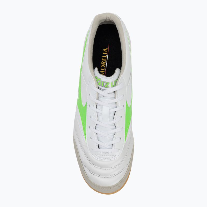 Mizuno Morelia Sala Elite IN férfi futballcipő fehér/neonzöld/galaxy ezüst 5
