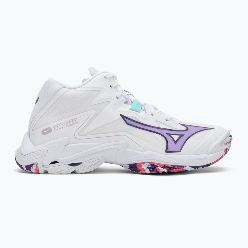 Női röplabda cipő Mizuno Wave Lightning Z8 Mid fehér/lila indigó/camelliaros 2