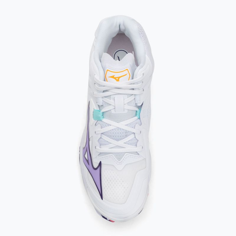Női röplabda cipő Mizuno Wave Lightning Z8 Mid fehér/lila indigó/camelliaros 5