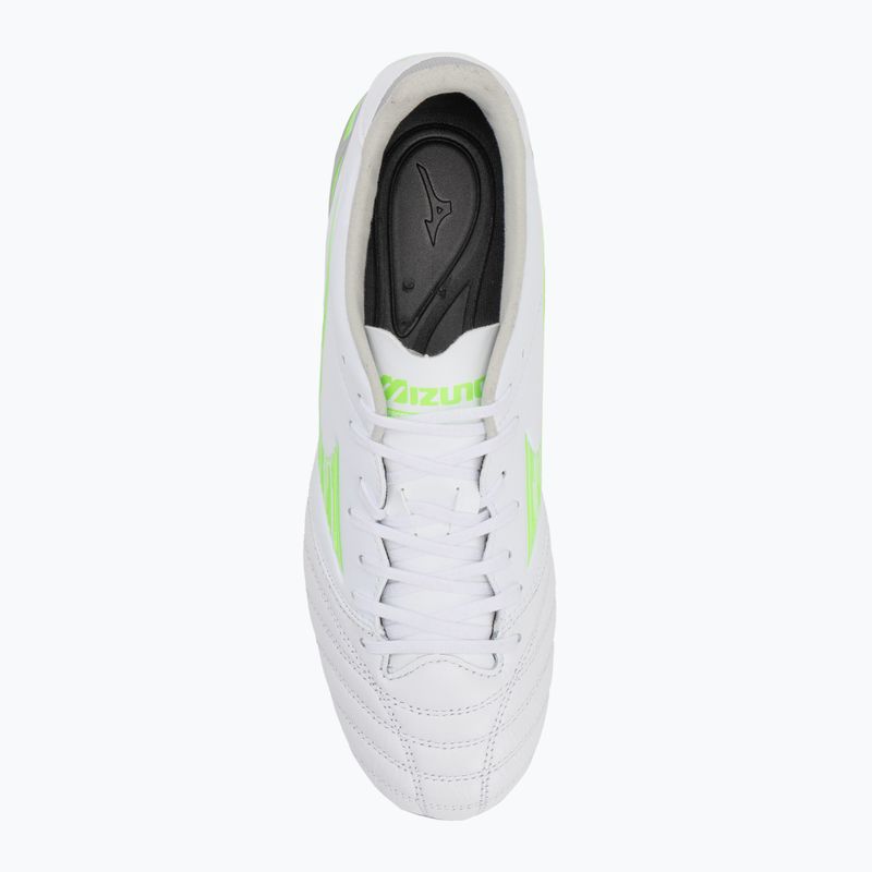 Férfi futballcipő Mizuno Morelia Neo IV Pro Md fehér/neonzöld/hűvös szürke 3c 5