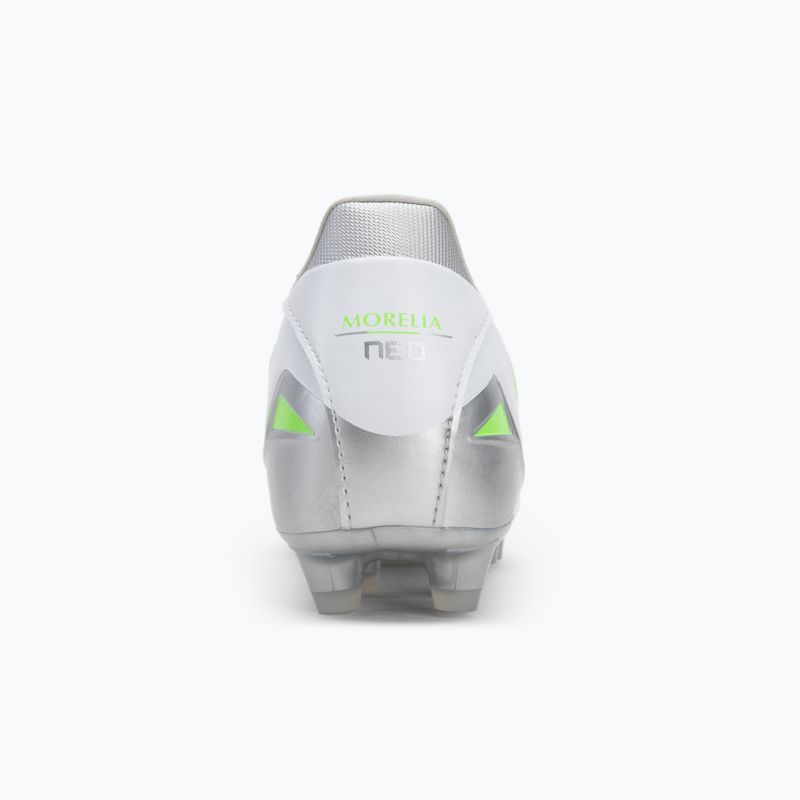 Férfi futballcipő Mizuno Morelia Neo IV Pro Md fehér/neonzöld/hűvös szürke 3c 6