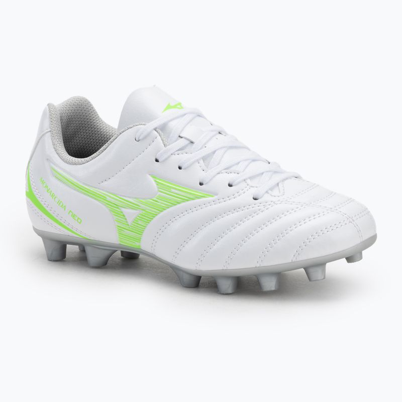 Gyermek focicipő Mizuno Monarcida Neo III Select Jr Md fehér/neonzöld Mizuno Monarcida Neo III Select Jr Md fehér/neonzöld