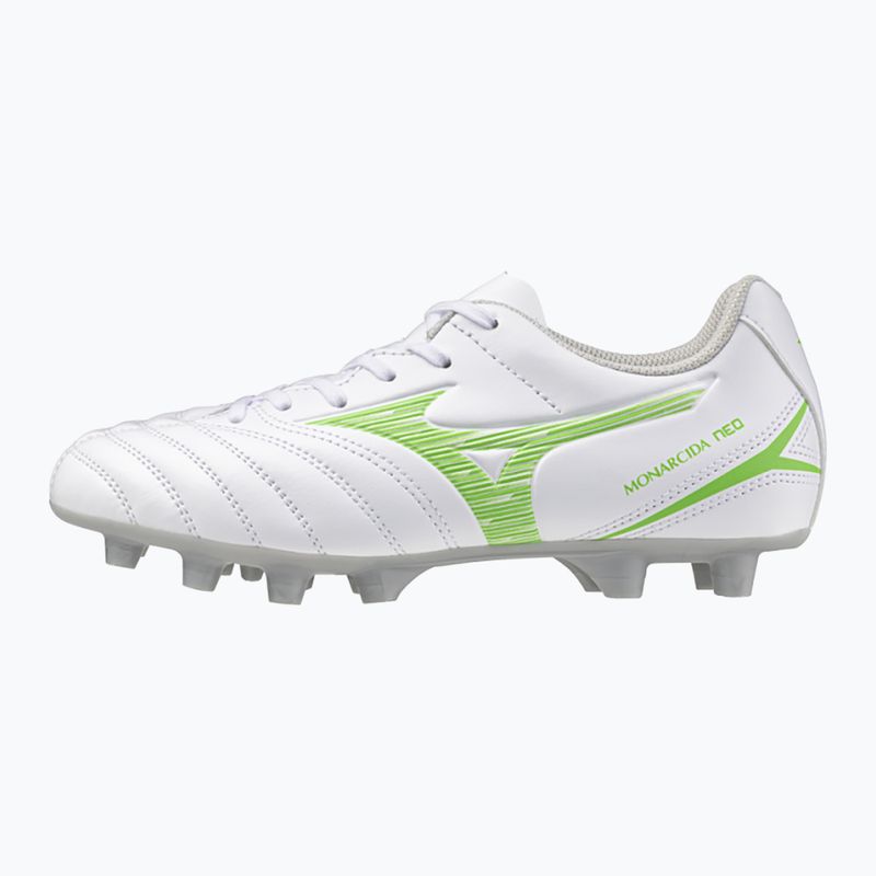 Gyermek focicipő Mizuno Monarcida Neo III Select Jr Md fehér/neonzöld Mizuno Monarcida Neo III Select Jr Md fehér/neonzöld