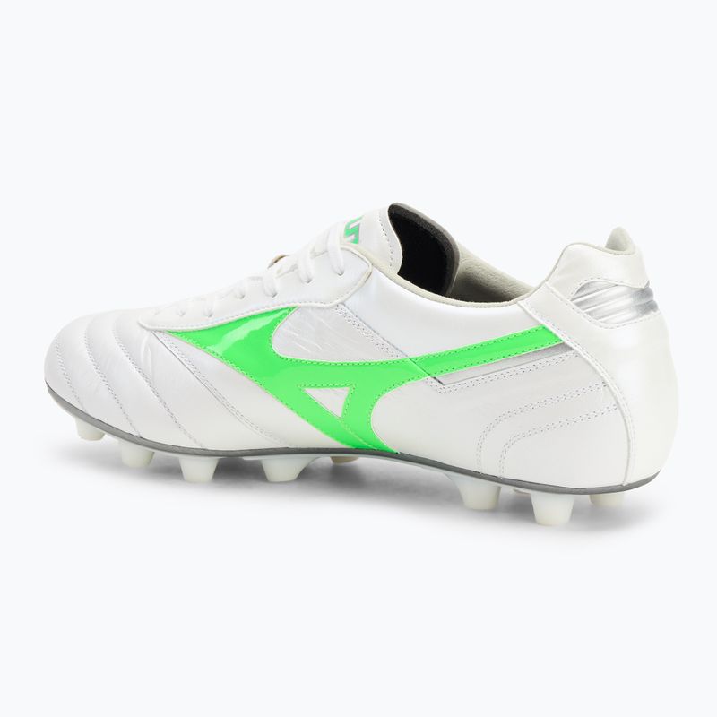 Mizuno Morelia II Elite Md fehér/neonzöld/galaxis ezüst férfi focicipő 3