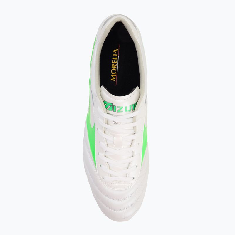 Mizuno Morelia II Elite Md fehér/neonzöld/galaxis ezüst férfi focicipő 5