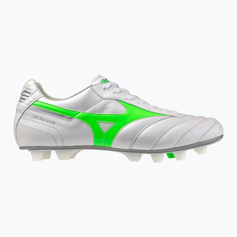 Mizuno Morelia II Elite Md fehér/neonzöld/galaxis ezüst férfi focicipő 8