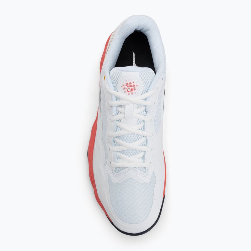 Férfi teniszcipők Mizuno Wave Enforce Court AC white/baritone blue/calypso coral 5