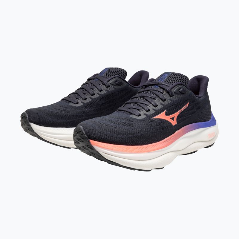 Női futócipő Mizuno Wave Sky 9 odyssey szürke/striking coral/iris bloom Mizuno Wave Sky 9 odyssey szürke/striking coral/iris bloom 8