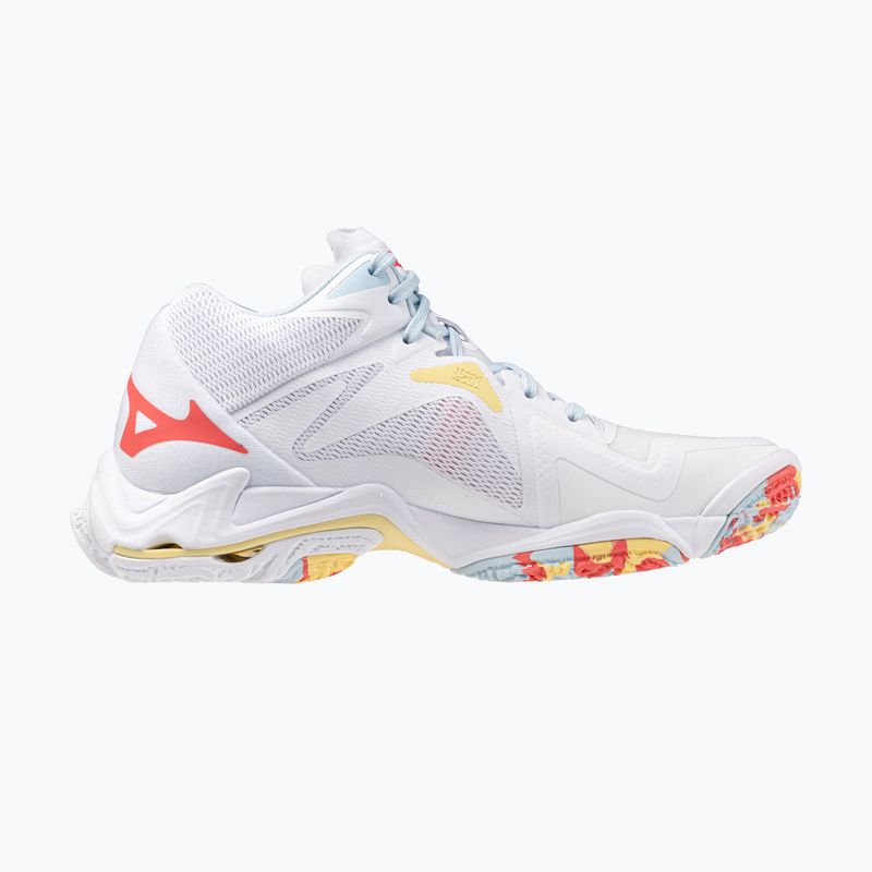 Női röplabda cipő Mizuno Wave Lightning Z8 Mid fehér/calypso coral/pale banán 2