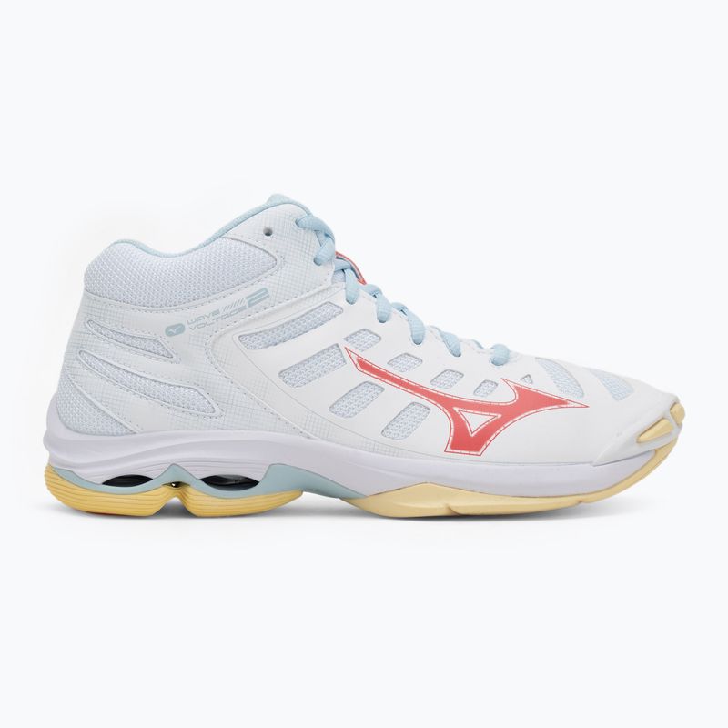 Női röplabda cipő Mizuno Wave Voltage 2 Mid fehér/calypso coral/pale banán 2