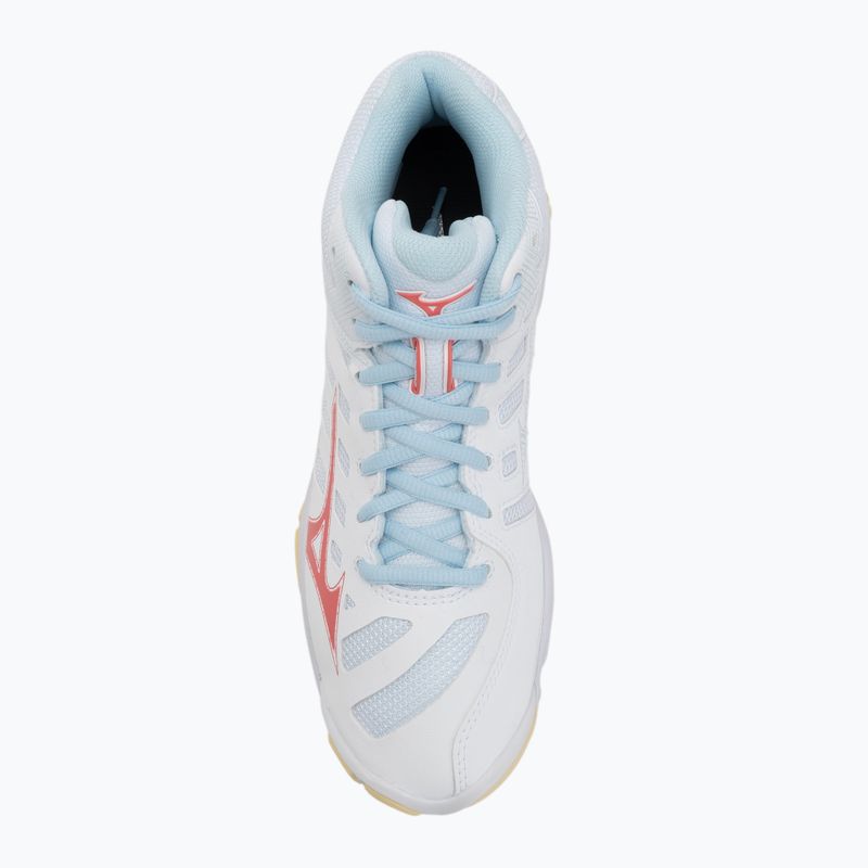 Női röplabda cipő Mizuno Wave Voltage 2 Mid fehér/calypso coral/pale banán 5
