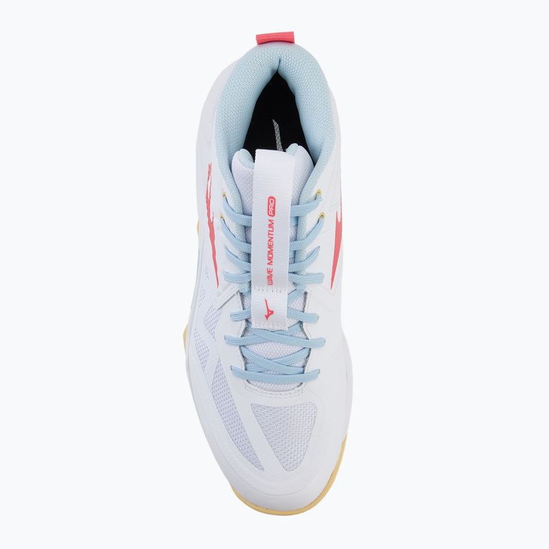 Női röplabda cipő Mizuno Wave Momentum Pro Mid fehér/calypso coral/pale banán 5