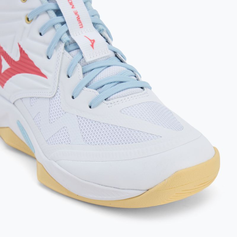 Női röplabda cipő Mizuno Wave Momentum Pro Mid fehér/calypso coral/pale banán 7