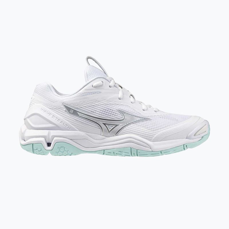 Női kézilabda cipő Mizuno Wave Stealth 6 fehér/kék árnyalatú Mizuno Wave Stealth 6 fehér/kék színű 8