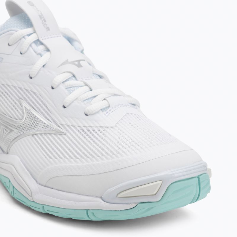 Női kézilabda cipő Mizuno Wave Stealth 6 fehér/kék árnyalatú Mizuno Wave Stealth 6 fehér/kék színű 7